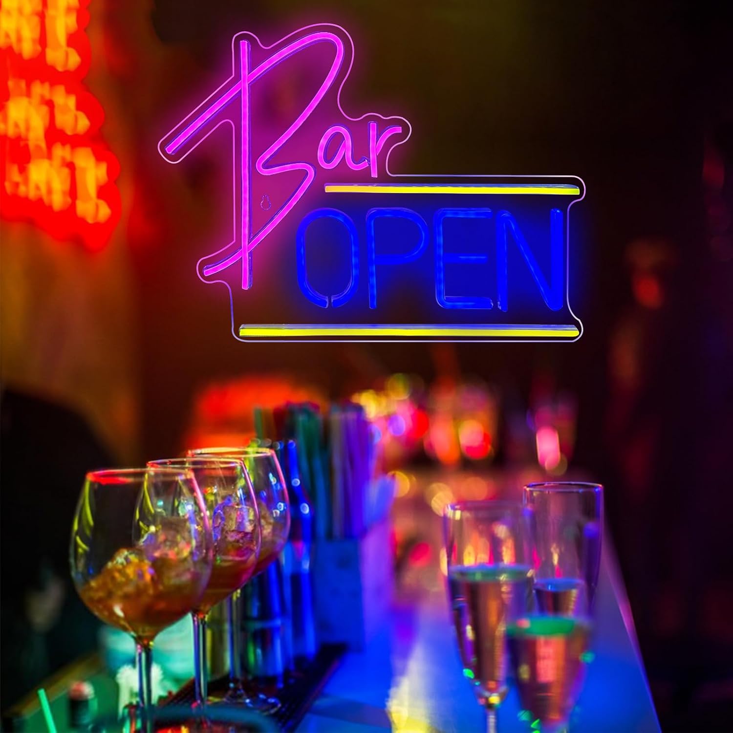 Bar Open Neon Sign Dimmable LED Open Neon Light Signs for Wall Decor Bar Open Neon Wall Light Up Sign for Bar Pub Store Man Cave Party Club Business Shop Decor Open Signs
