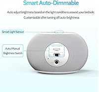 Vista 3 de REACHER - Máquina de sonido con atenuación automática y reloj de alarma con luz nocturna, 20 sonidos relajantes, pantalla digital LED, temporizador