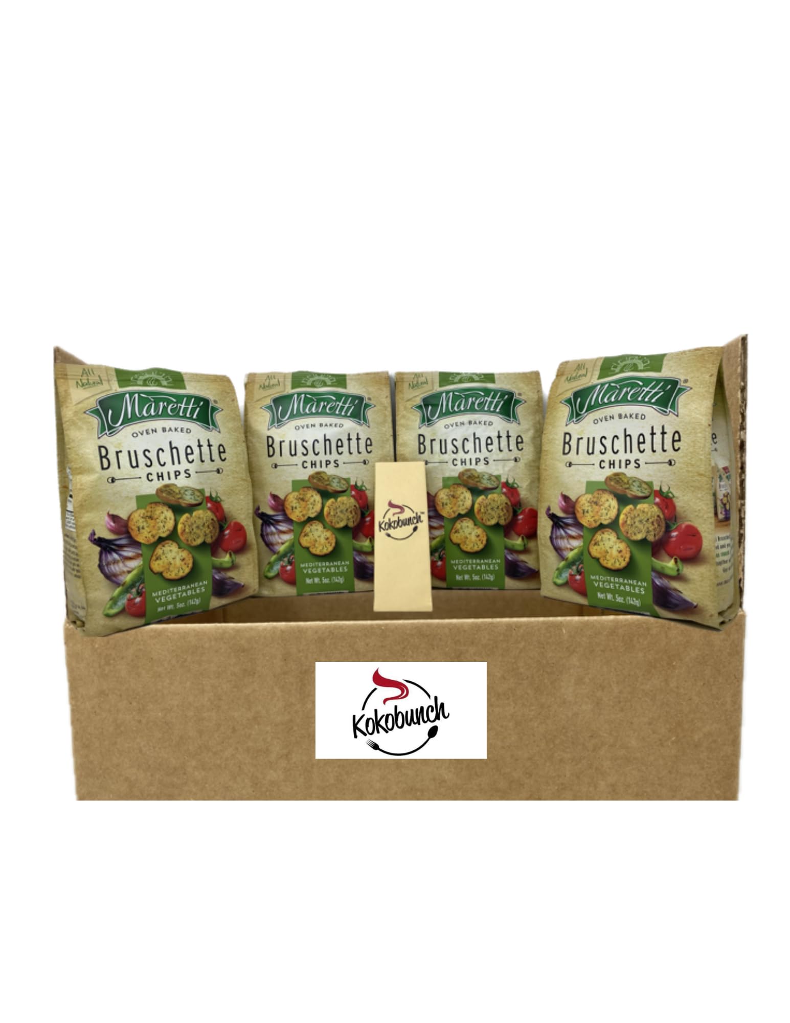 All Natural Bruschette Bruschetta Vegan Cracker Bruschettini Chips 4 PACK (5oz, Mediterranean Vegetables)