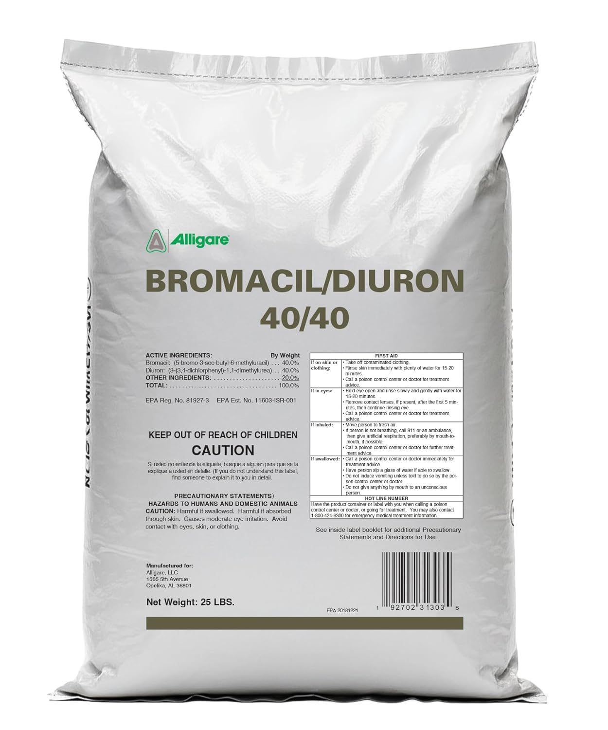 ALLIGARE Bromacil 40/40 Weed Killer Concentrate for Annual & Perennial Weeds - Pre-Emergent Herbicide for Citrus, Railroads & Industrial Areas - 360 Days Residual, Compare to Krovar - Granular, 6 lb