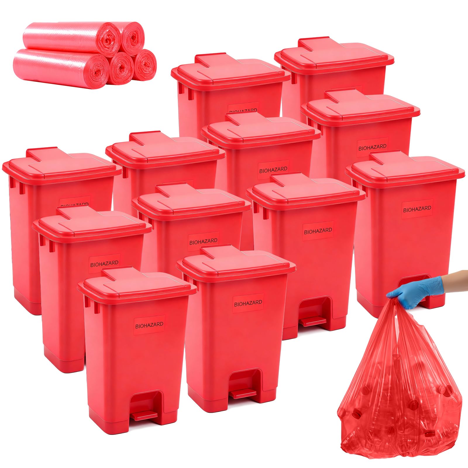 Geiserailie 1 Set 5.3 Gallon Biohazard Trash Can with 50 Waste Bags — Amazon image 8