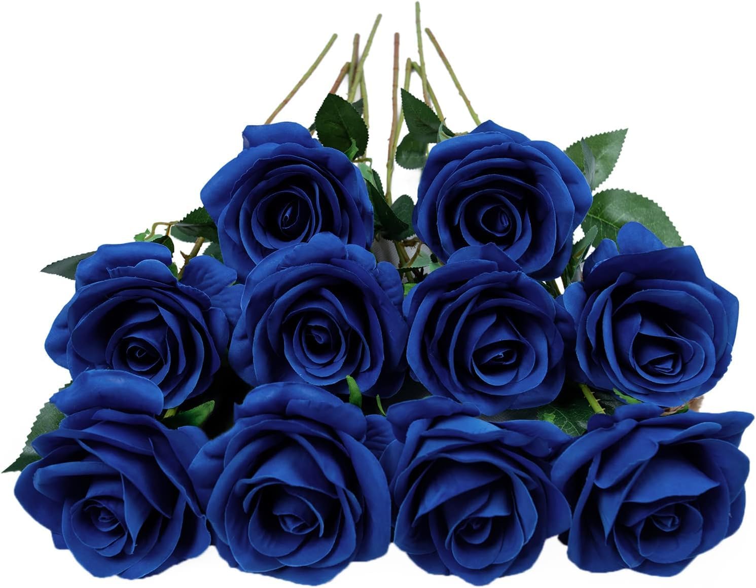 Dekorly Artificial10pcs Fake Roses Artificial Silk Flowers Faux Rose Flower Long Stems Bouquet for Arrangement Wedding Centerpiece Party Home Office Kitchen Decor | Height 18 Inch (Blue)-image-18