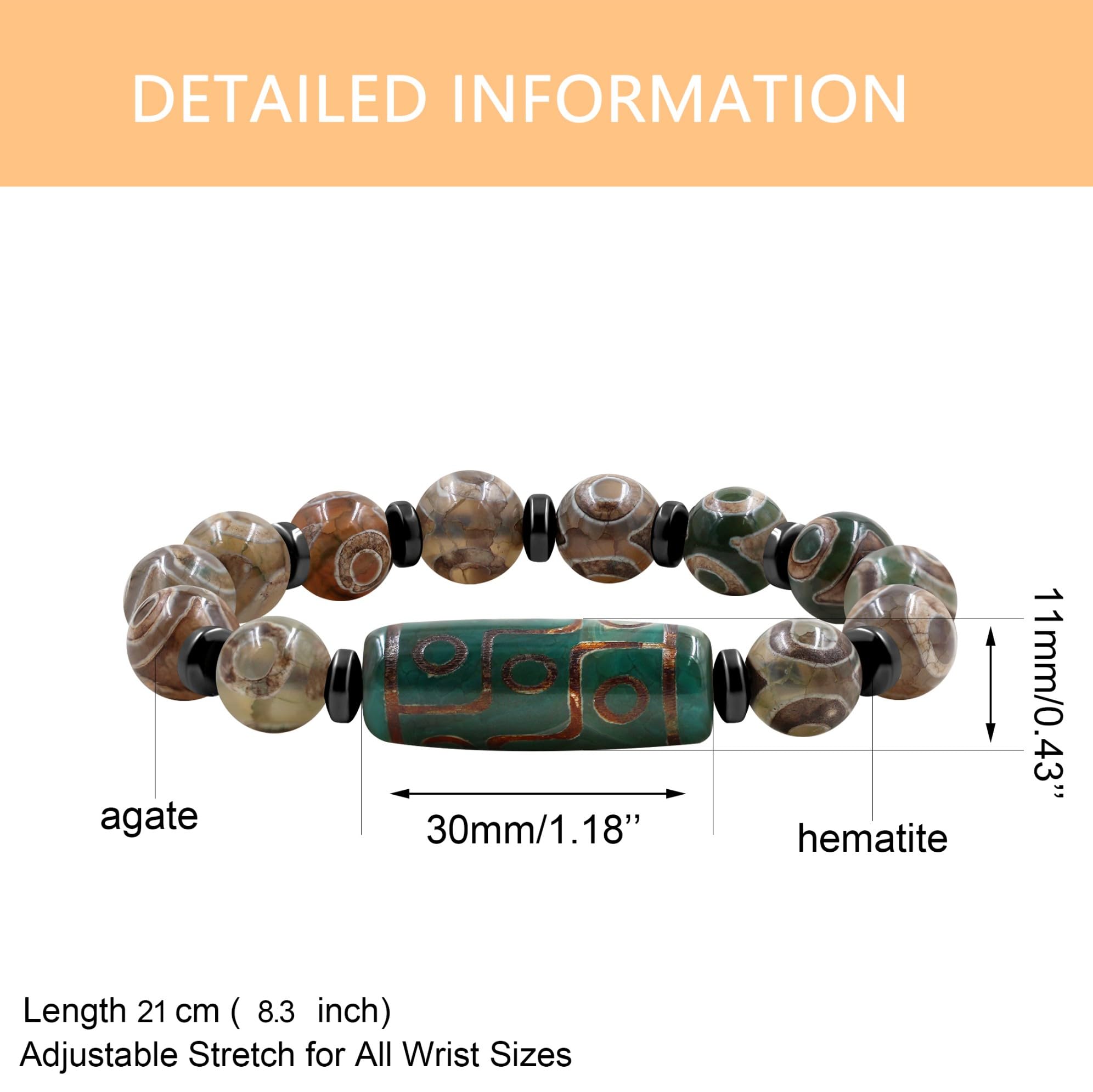 Feng Shui， Pulsera tibetana de Cuentas Dzi, Amuleto de meditación Budista Feng Shui, Pulseras con Cuentas Dzi de Nueve Ojos, joyería de Buena Suerte para Mujeres y Hombres YA5102