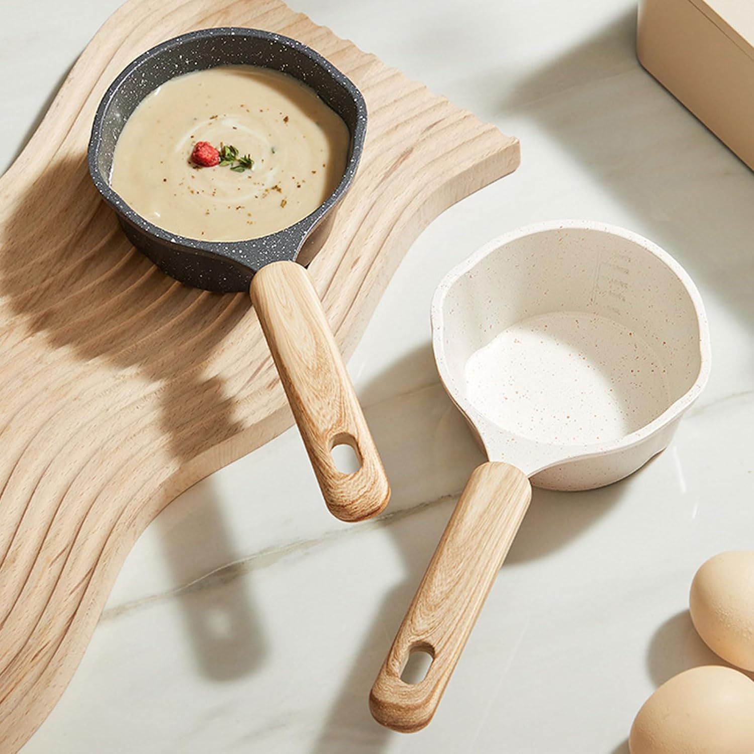 250ml Milk Pots Nonstick Fryings Pans Butter Warmer With Long Handle Oil Splashing Pots Small Cookware Easy To