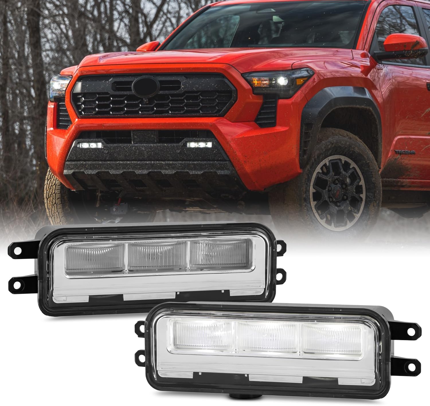 AKKON - Fits 2024-2025 Toyota Tacoma LED Bumper Driving Fog Lights Pair Left+Right w/Wire Switch Accessories