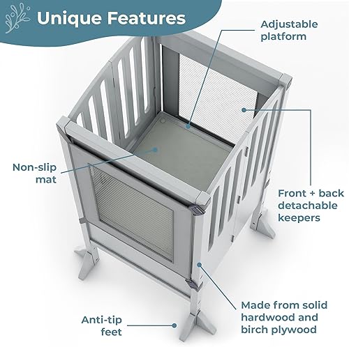 Miniatura 5 de Guidecraft Contemporary Kitchen Helper® Stool and 2 Keepers - Gray: Folding, Adjustable Height, Wooden Cooking Step Stool for Toddlers Little Kids