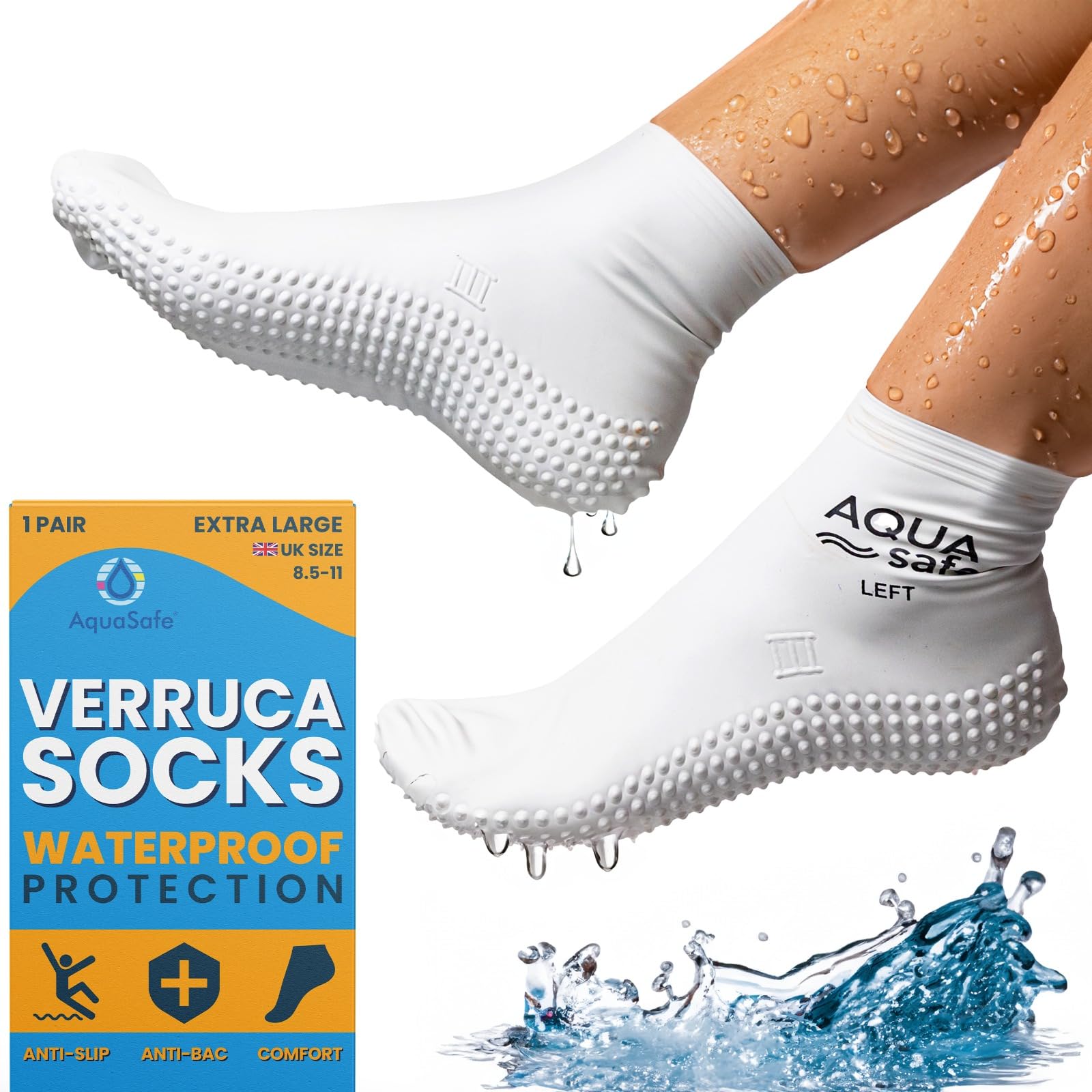 Kids Waterproof Verruca Socks – 100% Latex Swim Socks – Non-Slip Beach Shoes for Hygiene & Pool Safety – Protective Socks for Swimming