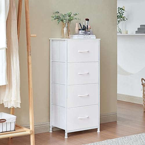 Miniatura 4 de Somdot Cómoda alta para dormitorio con 4 cajones, cómoda de almacenamiento con contenedores de tela extraíbles para armario, mesita de noche,