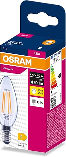 OSRAM LED FILAMENT CLASSIC B VALUE 4.2W 2700K Clear E14