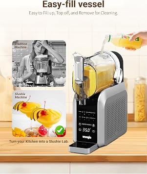 Slushie Machine, No Ice Needed, 88 oz Slushie Machine for Home with Dust Cover, Professional Frozen Drink Maker, 7 Preset Programs+Rinse, Frozen Margaritas, Frappes, Milkshake, and More