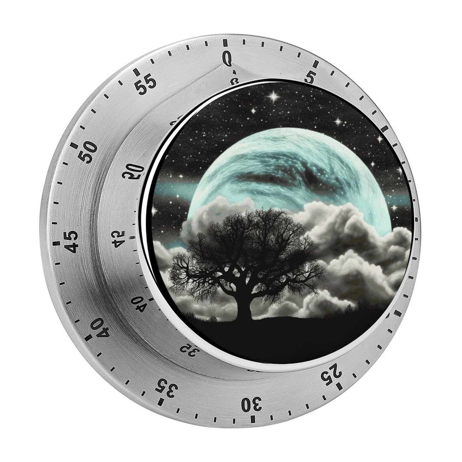 Temporizador magnético mecánico con alarma fuerte y diseño de árbol negro para cocina
