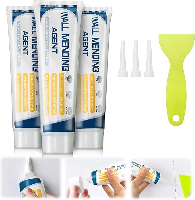 Bluforest 300g Wall Spackle, Wall Mending Agent with Scraper, Repair Cream to Fit Holes, Safemend Non-Toxic, Instant Self-Adhesive Dry Wall Repair Putty Wall Filling Paste