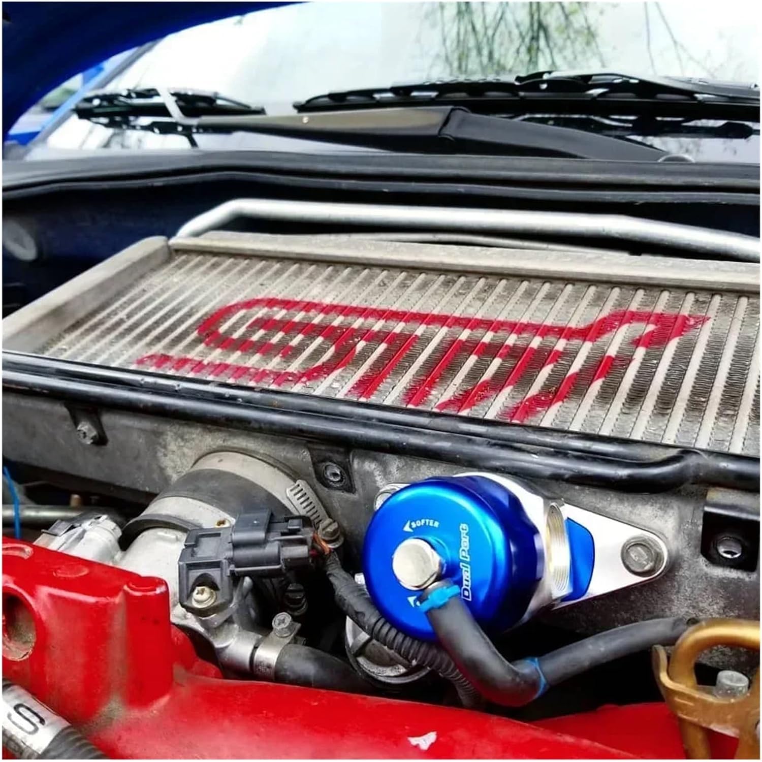Dual Port 50/50 Hybrid Compatible with Subaru WRX STI Forester GT XT(Blue),Black