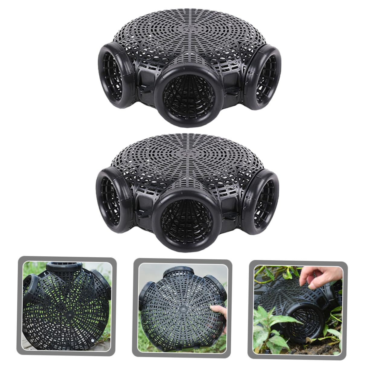 BESPORTBLE Trappola da Pesca Portatile per Gamberi e Granchi in Plastica Resistente, Set da 2 Pezzi Rete Staccabile, Adatta Ad Acqua Dolci e Salate per attività di Pesca all’Aperto