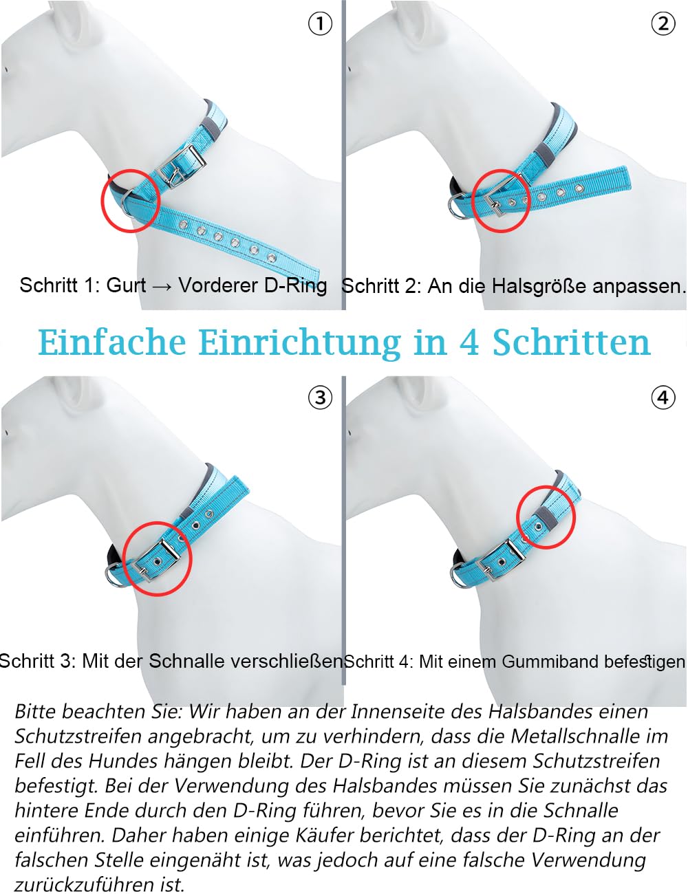 Personalisiertes Reflektierendes Hundehalsband – Individuell Graviert mit Name & Telefonnummer, Weiches Neoprenfutter, Verstellbar, Robust & Bequem, Sicherheits-Halsband für Hunde