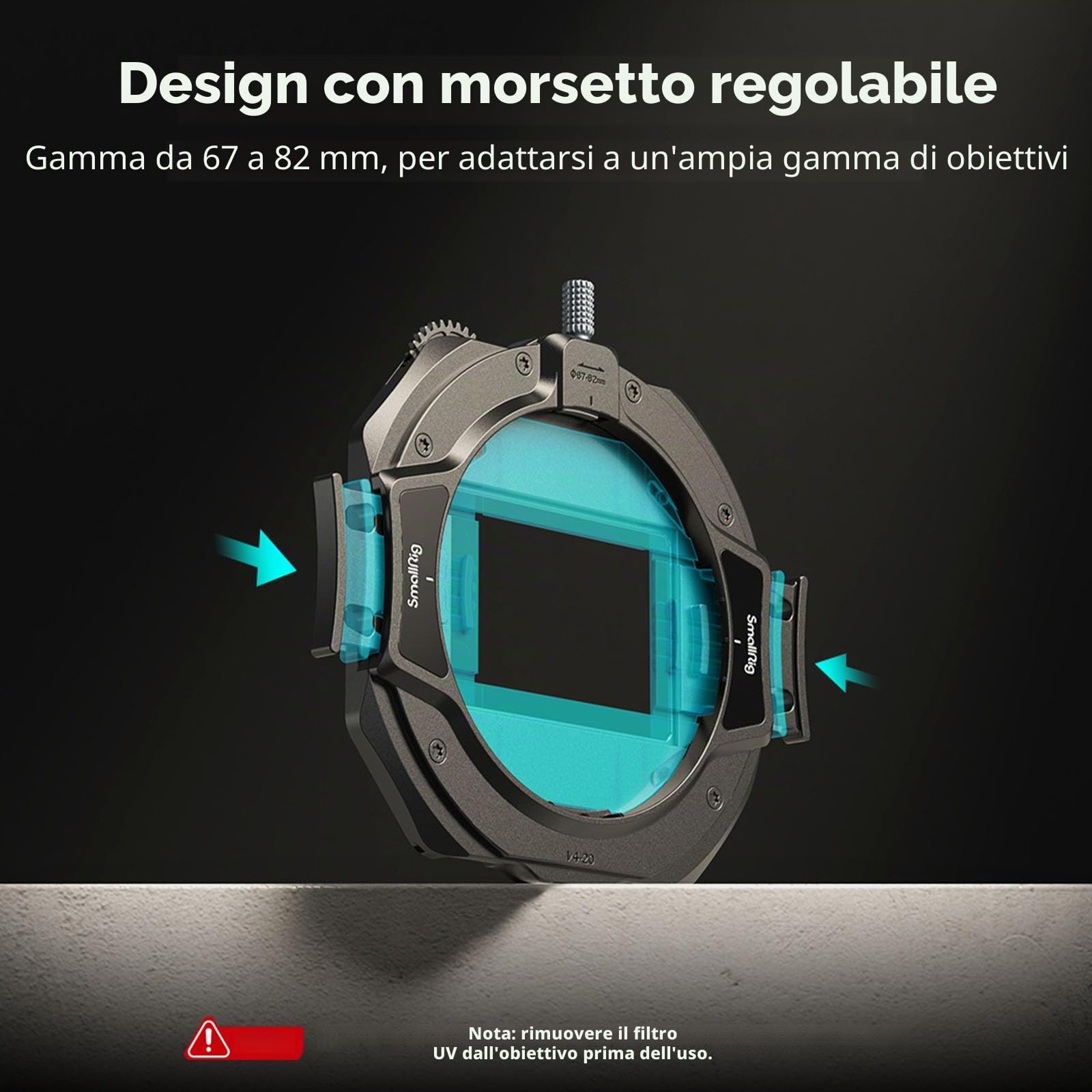 SMALLRIG Matte Box con Morsetto Regolabile da 67 mm a 82 mm, con Paraluce, Bandiera Superiore, Filtri CPL 1 e 2, per Fotocamere DSLR Mirrorless - 4411