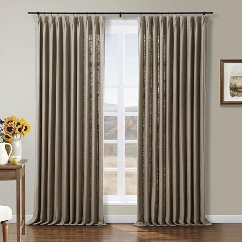 Miniatura 110 de Drapifytex Cortina plisada de lino sintético, cortina para oscurecer la habitación, 56 pulgadas de ancho x 96 pulgadas de largo, cortina de cobre 26