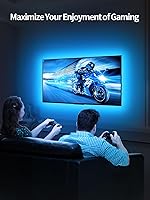 Vista 3 de Luces de TV detrás, luces LED de 19.68 pies para TV de 55 a 85 pulgadas, retroiluminación de TV RGB, sincronización de música, aplicación Bluetooth