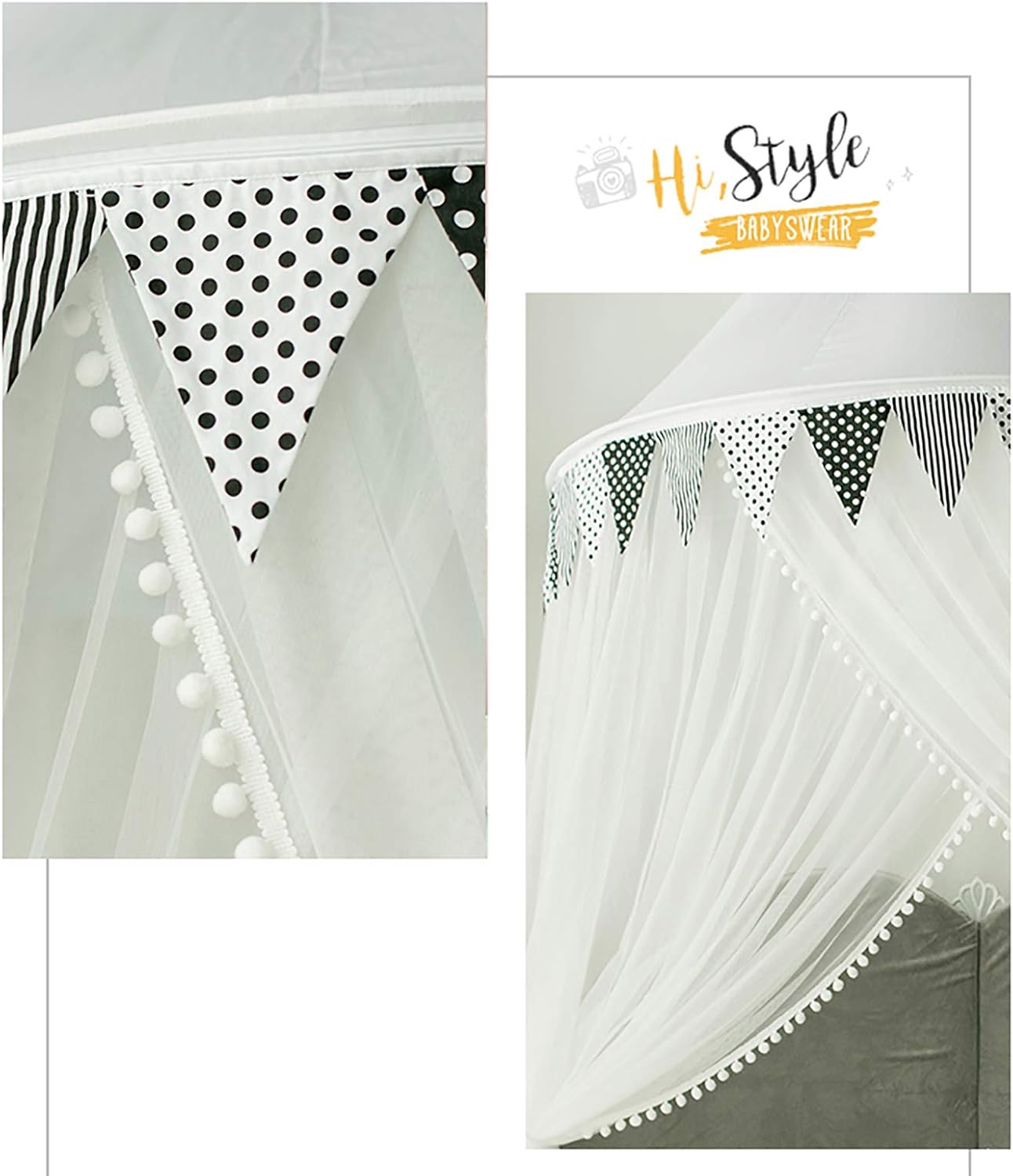 Princess Bed Canopy for Girls Bed Curtains Canopy Girls Cute Room Decor Bed Decoration Mosquito Net for King Size and Large Queen Size Bed(Size:180×200cm,Color:White)