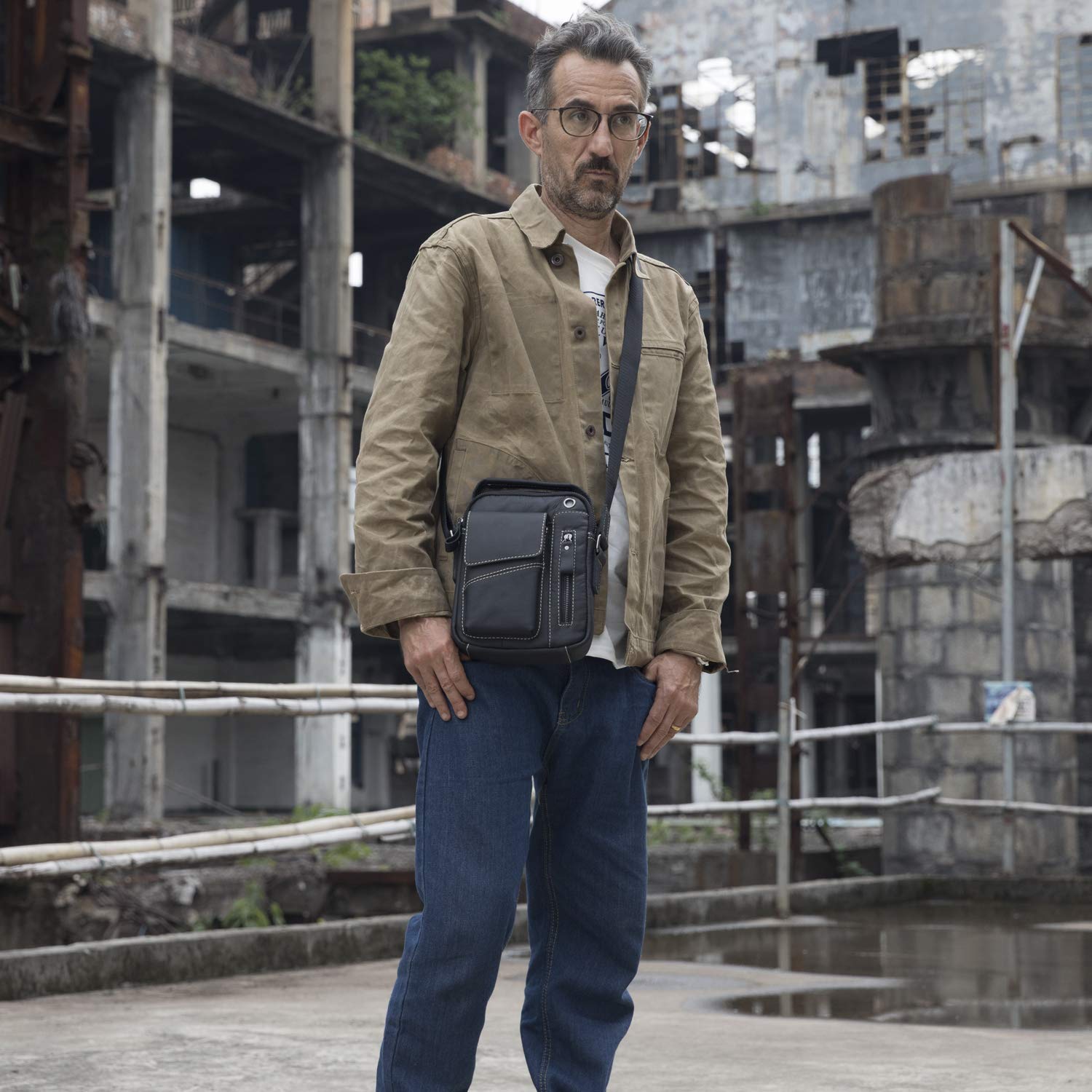 Homme Sacs Portés épaule Tendance Loisir Cuir Veritable Sac Besace