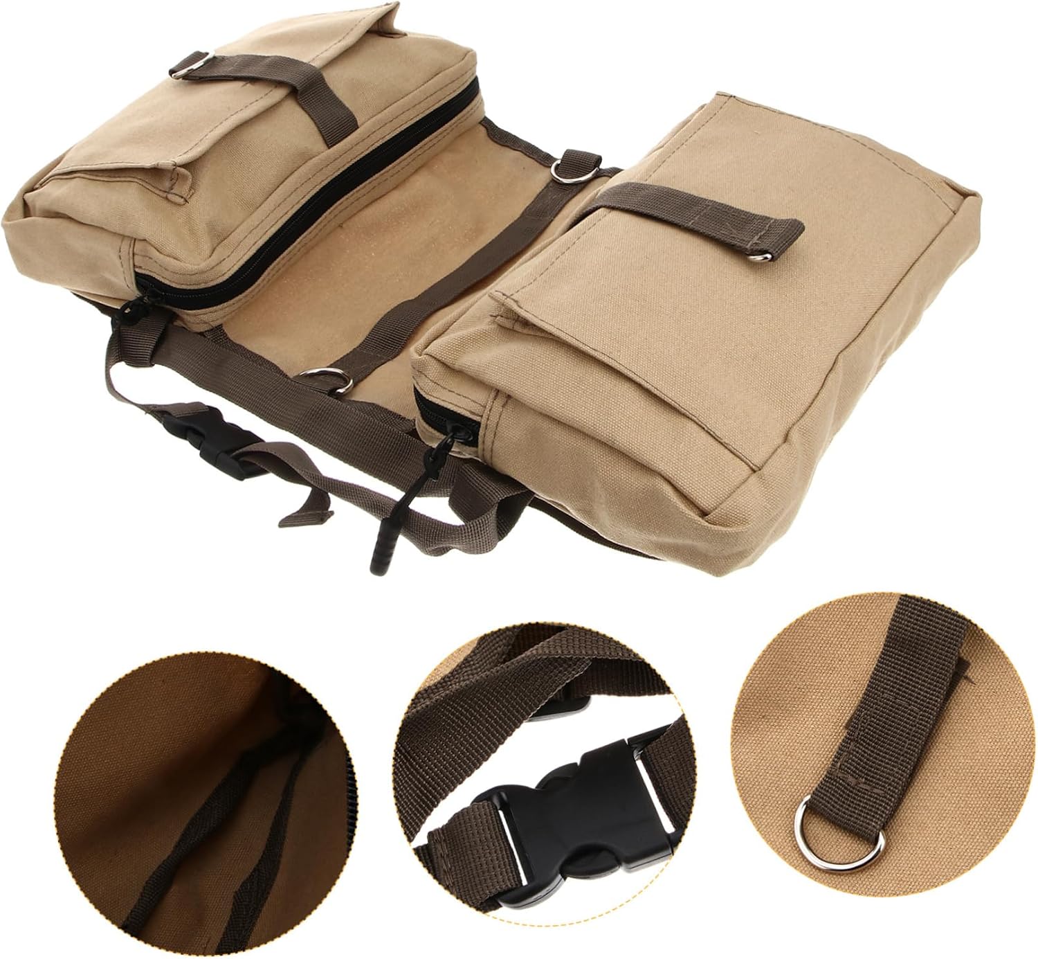 Hound Travel Canvas Saddle Bag for Medium and Large Dogs Backpack for Hiking Camping and Daily Walks Khaki Outdoor Rucksack