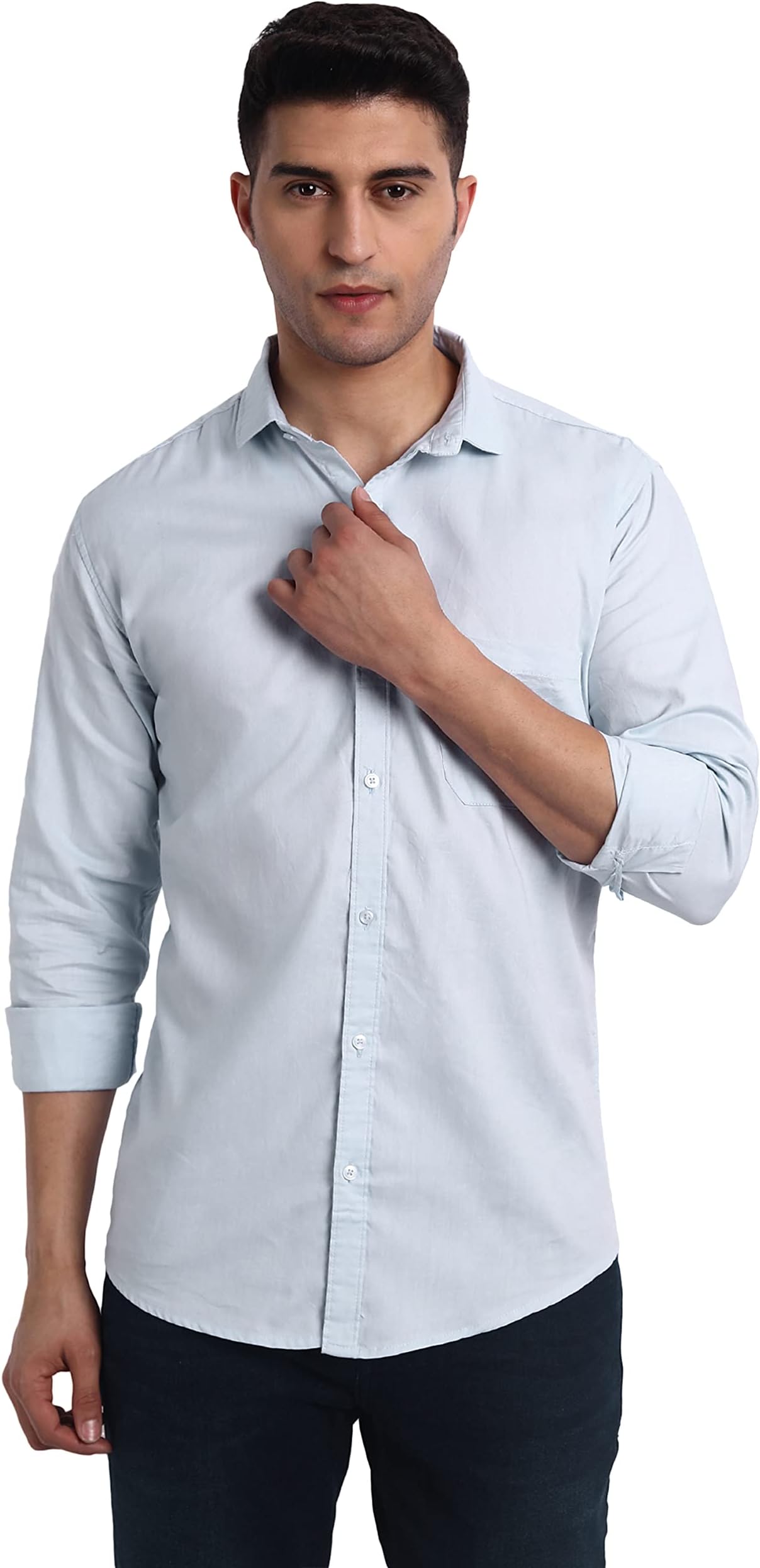 StyleMinistry Cotton Slim Fit Full Sleeves shirt for men - Simple trendy ever green design casual shartsfor men sharte latest fancy solid attire for boys - Plane fabric branded mens shirts