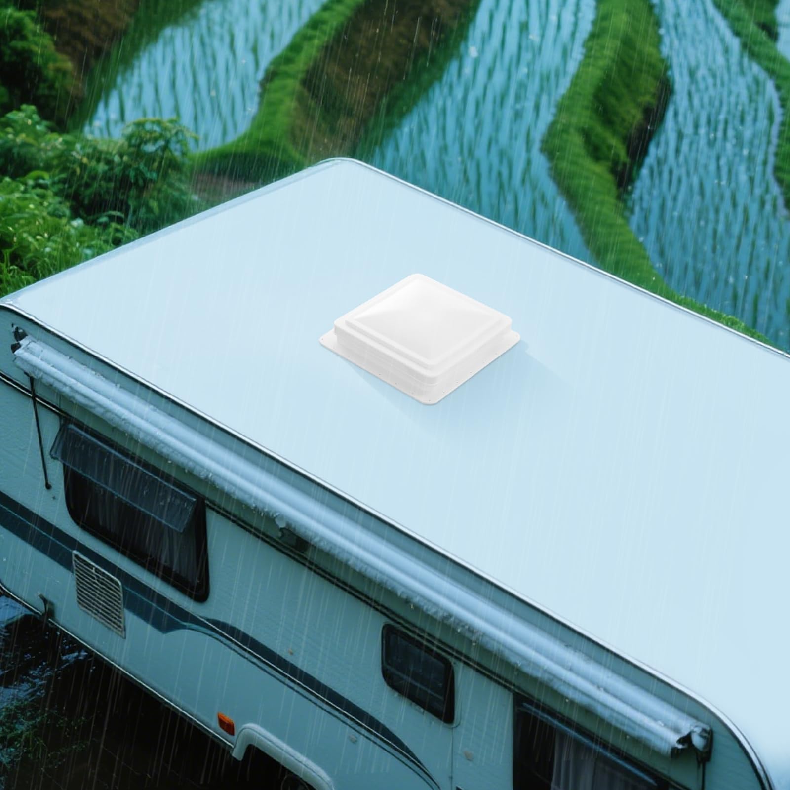 Dachfenster Vent, 40x40cm Dachluke Wohnwagen, Dachfenster Caravan Geschlossen Dachfenster für Wohnwagen, Wohnmobil, Caravan