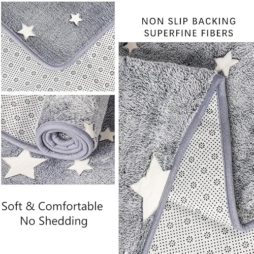 Miniatura 4 de Alfombra de área grande que brilla en la oscuridad, estrellas grandes para decoración de habitación de niños, divertida para habitación de bebé y