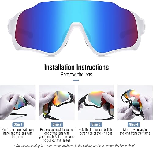 Miniatura 4 de DUCO Gafas de sol deportivas para niños y niñas con 3 lentes intercambiables, polarizadas para adolescentes y jóvenes DK280