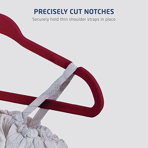 Vista 5 de ZOBER Perchas de terciopelo premium para niños (11.0 pulgadas – 30 unidades), antideslizantes, ultra delgadas para ahorrar espacio, para niños, Negro