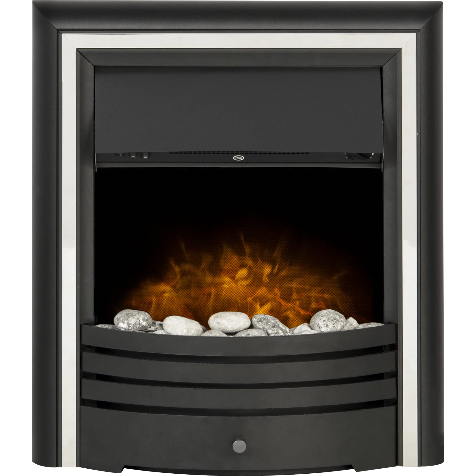 Adam Black Cambridge Pebble Electric Fire In & Chrome Size 1