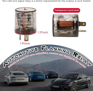 Dickno LED Flasher Relay, 2 Pin 12V Electronic LED Auto Turn Signal Light Flasher Relay, Vehicle Turn Signal Frequent Flicker Fixing Relay Accessories for Car Motorcycle Truck