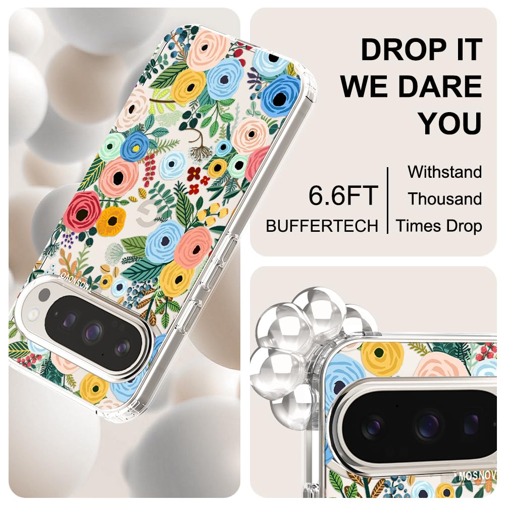MOSNOVO Case for Google Pixel 10 & Pixel 10 Pro, [Buffertech 6.6ft Military-Grade Drop Protection] [Anti Peel Off Tech] Clear TPU Bumper Phone Case Cover Design - Cute Cherry — view 221