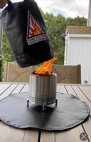 Miniatura 8 de Tame The Flame - Cubierta redonda para hoguera de 9 pulgadas, ignífuga, cubierta de llama abierta, resistente, para exteriores, UV y resistente al