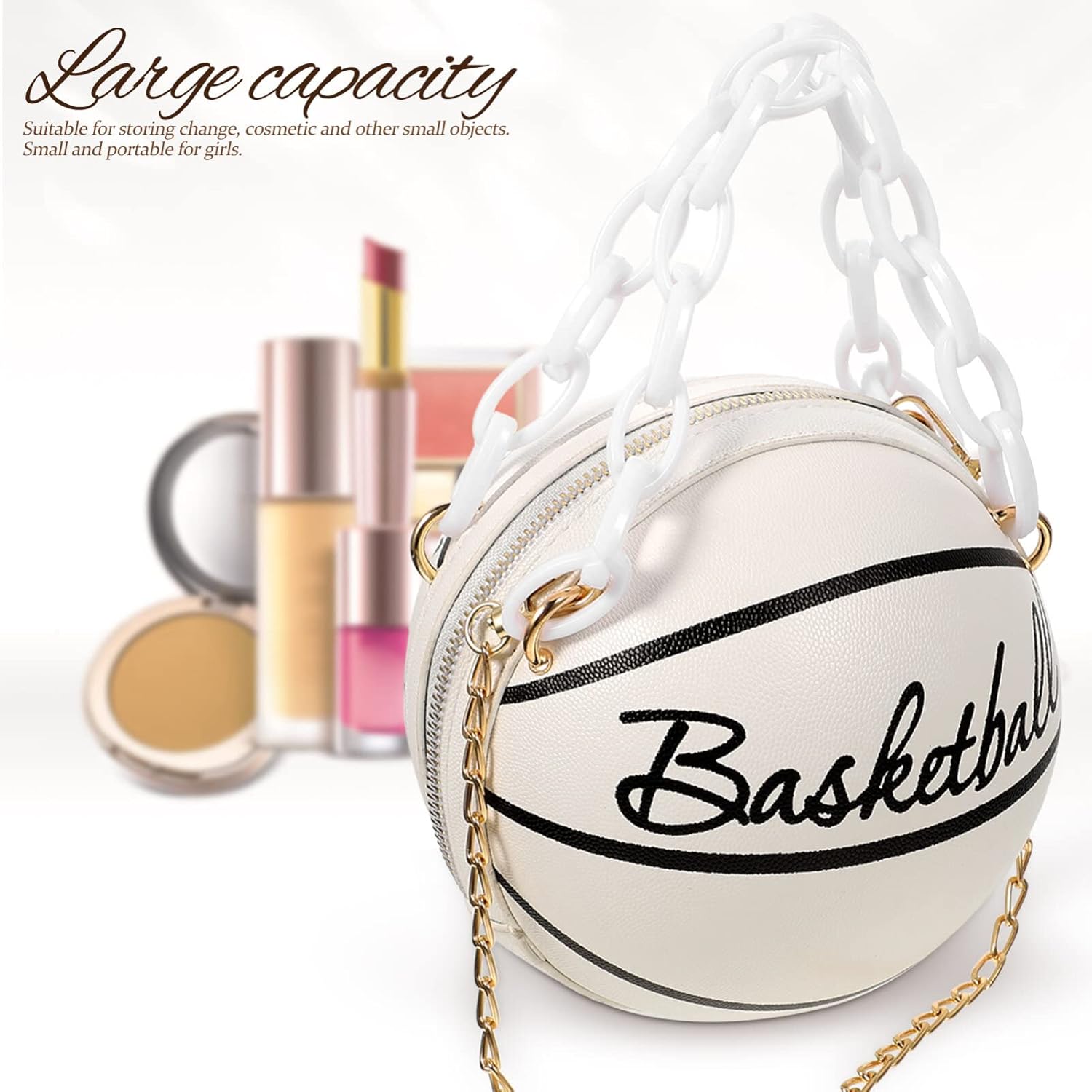 GALPADA Fashionable Basketball Shape Handbag Pouch Crossbody Trendy Bag - Image 5
