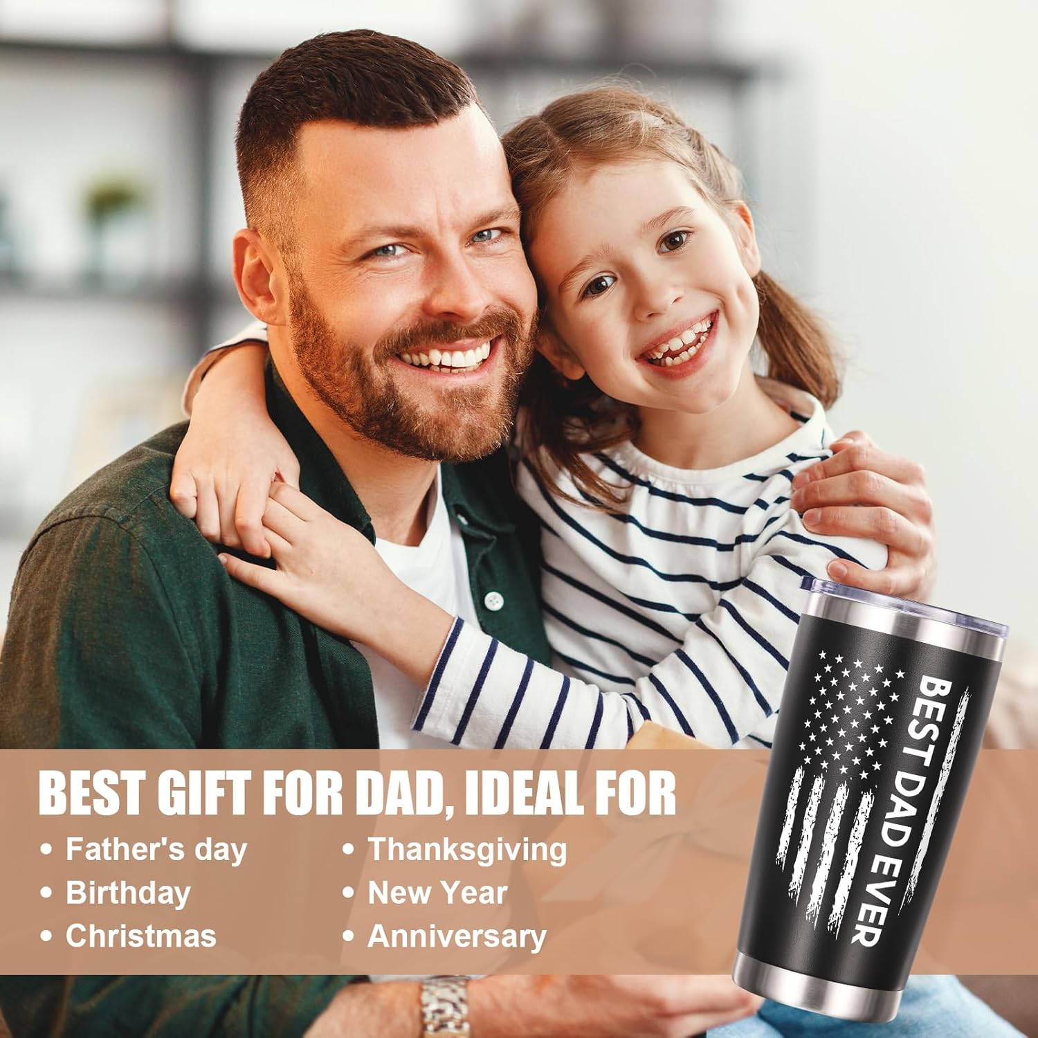 Gifts for Dad Christmas Gifts from Daughter Son, 20 OZ Tumbler Dad Gift for Father, Men, Father in Law, Husband, Favorite Child Best Unique Birthday Gift Funny Present Boxed Insulated Cup from Wife - Image 2