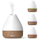 Pure Enrichment PureSpa Natural Aromatherapy Oil Diffuser (White) - Ultrasonic Air Deodorizer with 200ml Water Tank, Wood-Grain Accents, Soft Color-Changing Lights, and Auto Safety Shut-Off