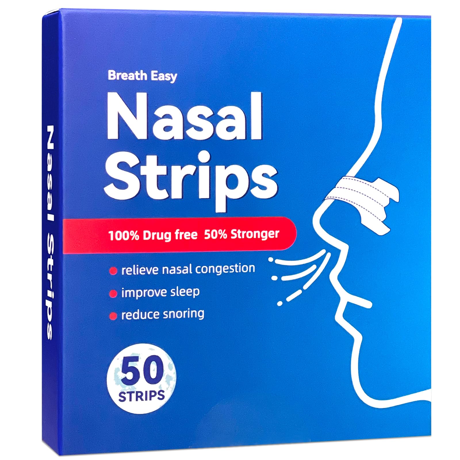 50 Count Nose Strips to Stop Snoring and Relieve Nasal Congestion to Improve Sleeping, Anti Snore Nasal Strips to Help You Breathe Through Your Nose and Improve Sleep for Men and Women