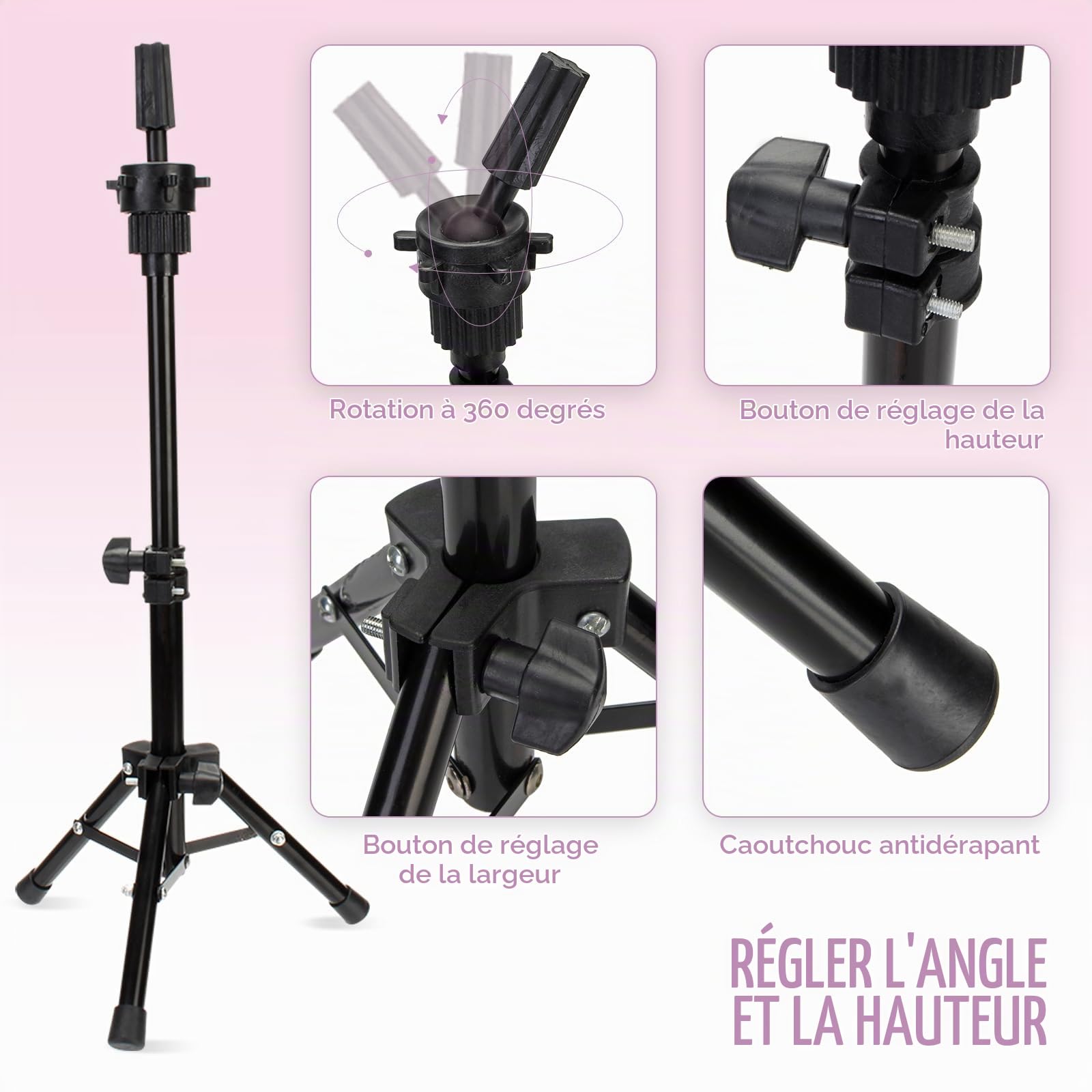 Neverland Tête À Coiffer Professionnelle Avec Trépied Support - 26'' Têtes d'exercice Coiffure 100% Cheveux Synthétiques Cosmétologie Pratique Mannequin Poupée pour le Salon Coiffeur