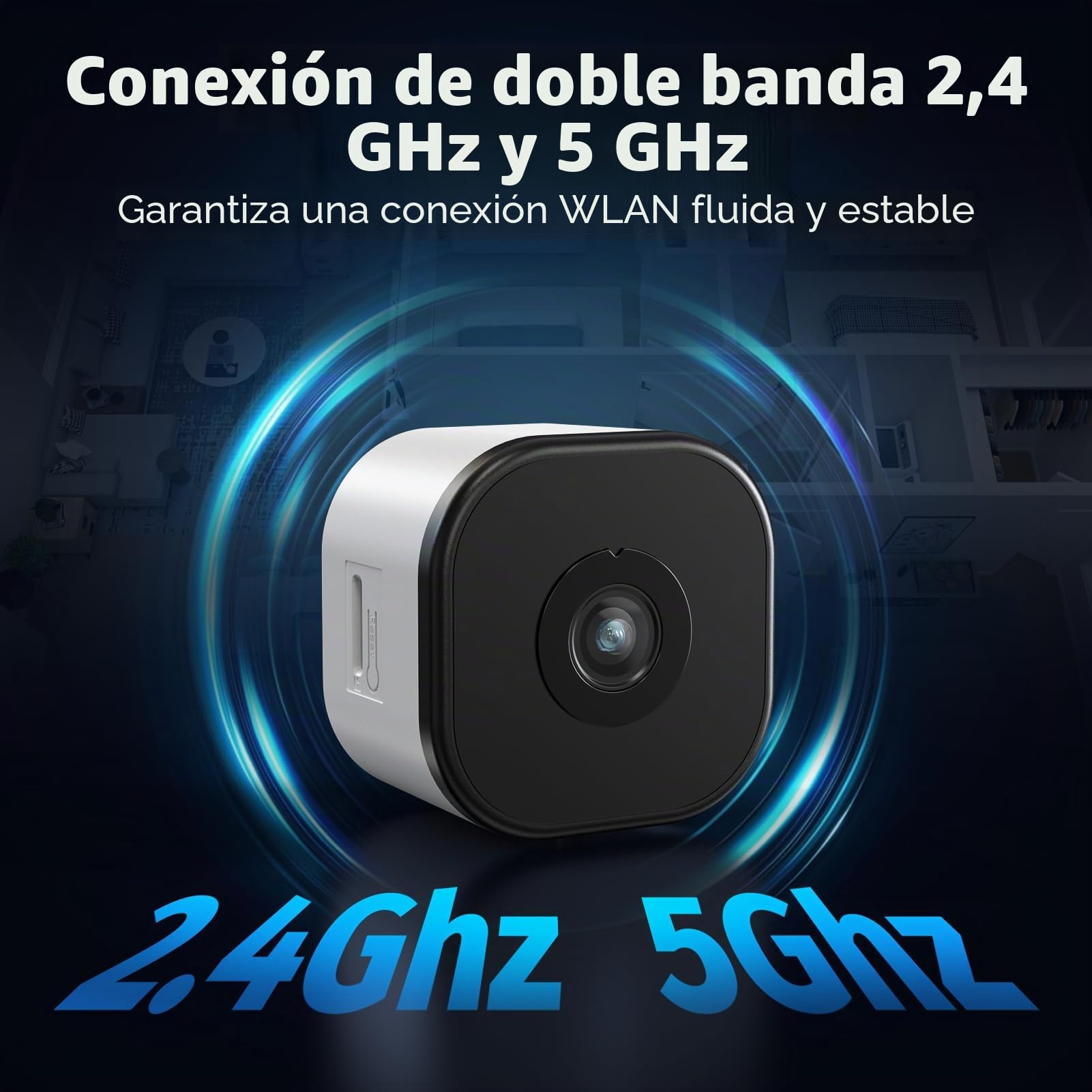 Codnida 3MP Cámara de Seguridad para Ventanas de para el Hogar, 2K Cámara Interiores con Adhesivo, Detección de Movimiento, Visión Nocturna a Color, Audio Bidireccional, Antirreflejos, 2.4/5GHz WiFi