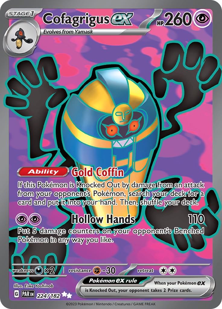 Pokemon - Cofagrigus ex 224/182 - Paradox Rift - Full Art - Ultra Rare - Single Card