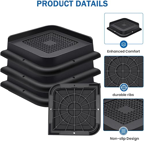 Miniatura 10 de Elevadores de cama de 4 pulgadas resistentes, elevadores de muebles para cama, escritorio, mesa, sofá, elevadores de cama de gran tamaño, soporta