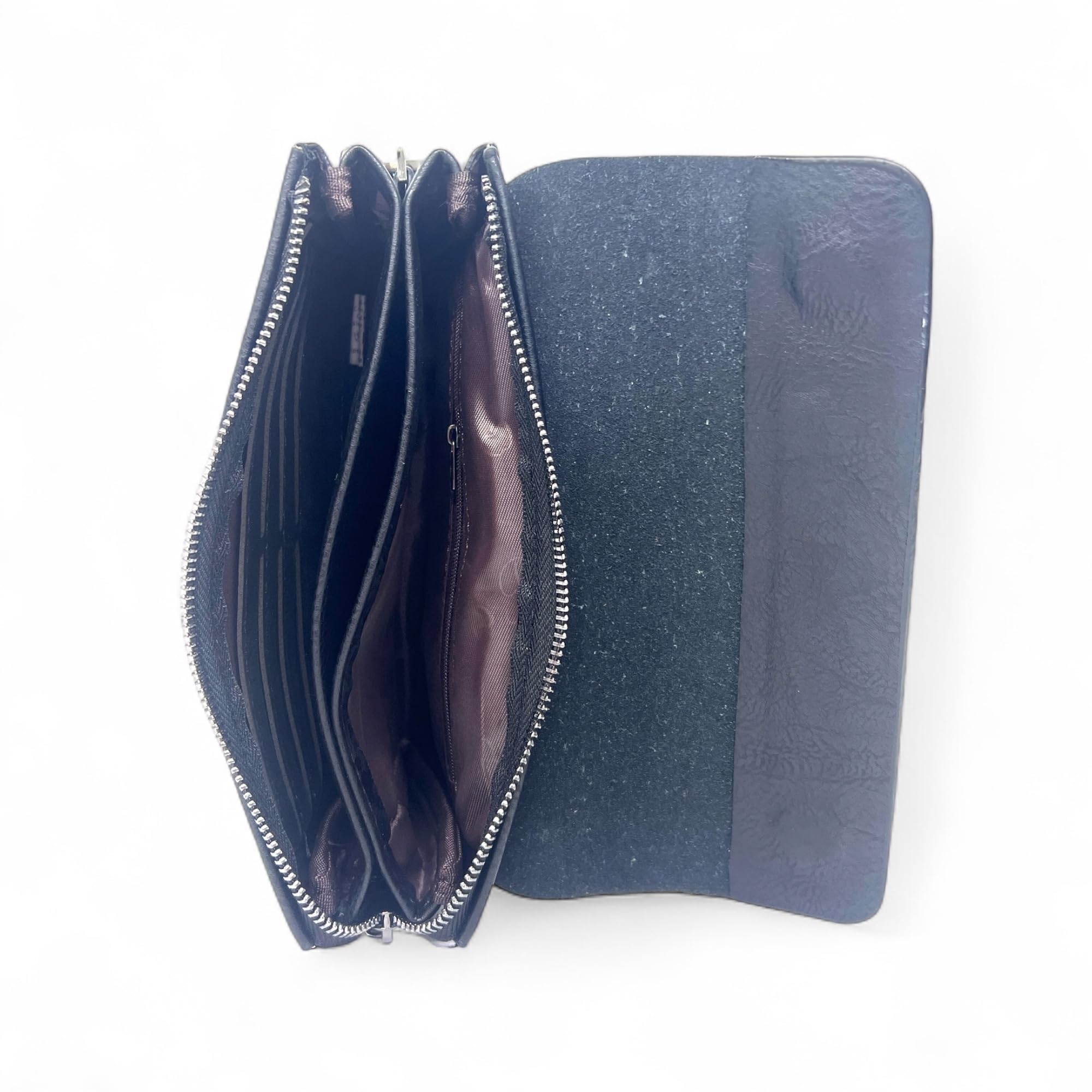 Pochette Firmato Baci & Abbracci Uomo Donna Ragazzo Slim con Cinturino Clutch da Polso Borsetta compatta in Ecopelle Chiusura a Cerniera Clutch Nero Borsello in Offerta