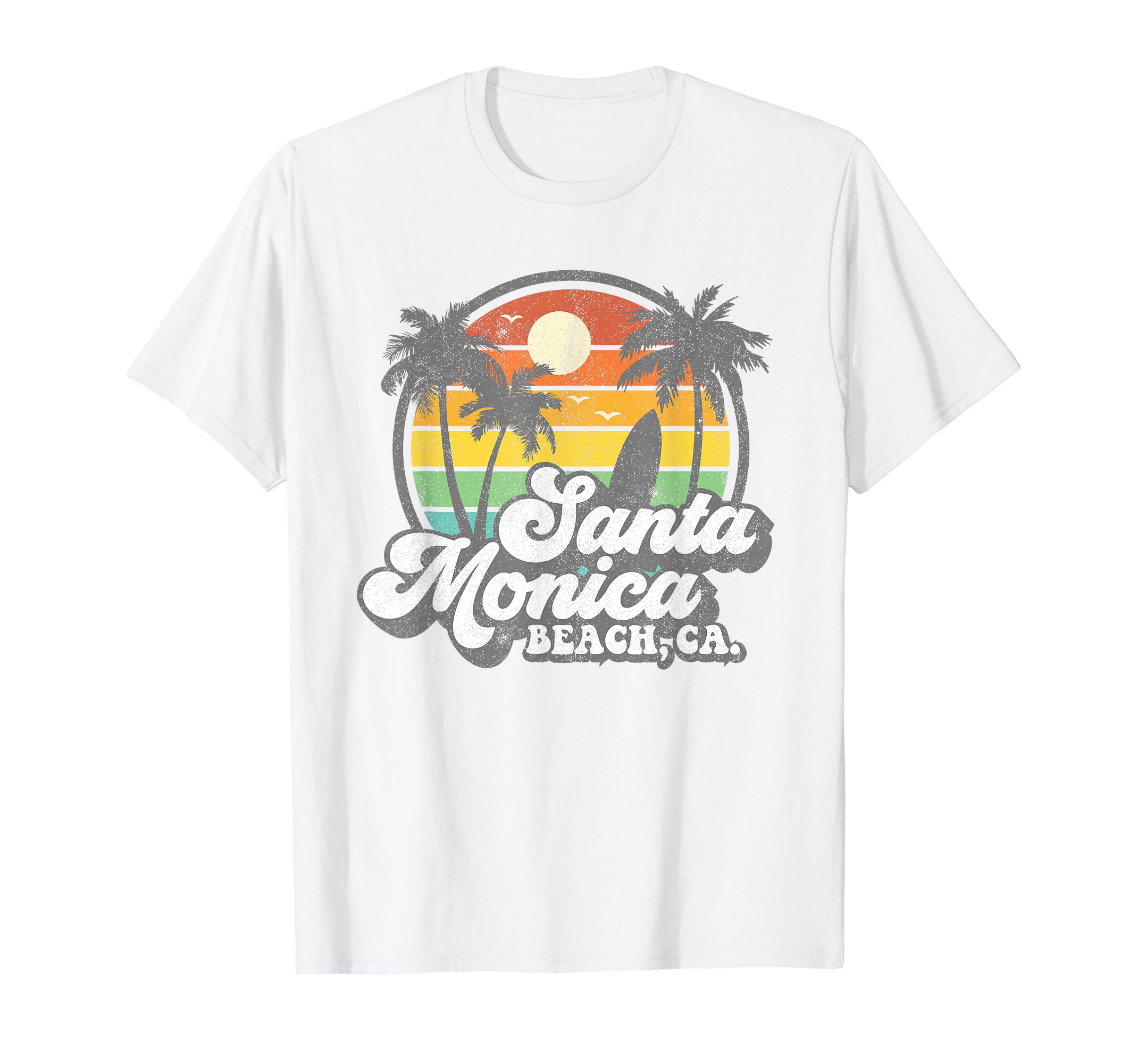 Retro Beach Vacation Summer Quotes Shirts & GiftsVintage Santa Monica Beach California Surf Surfing 70's Gift Men Women Kids T-ShirtOEKO-TEX STANDARD 100