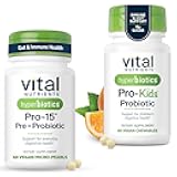 Hyperbiotics Vital Nutrients Family Probiotic Bundle – Pro-15 Prebiotics + Probiotics for Adults (60 Time Release Pearls) & Pro-Kids Chewable Probiotic Tablets (60 Count)