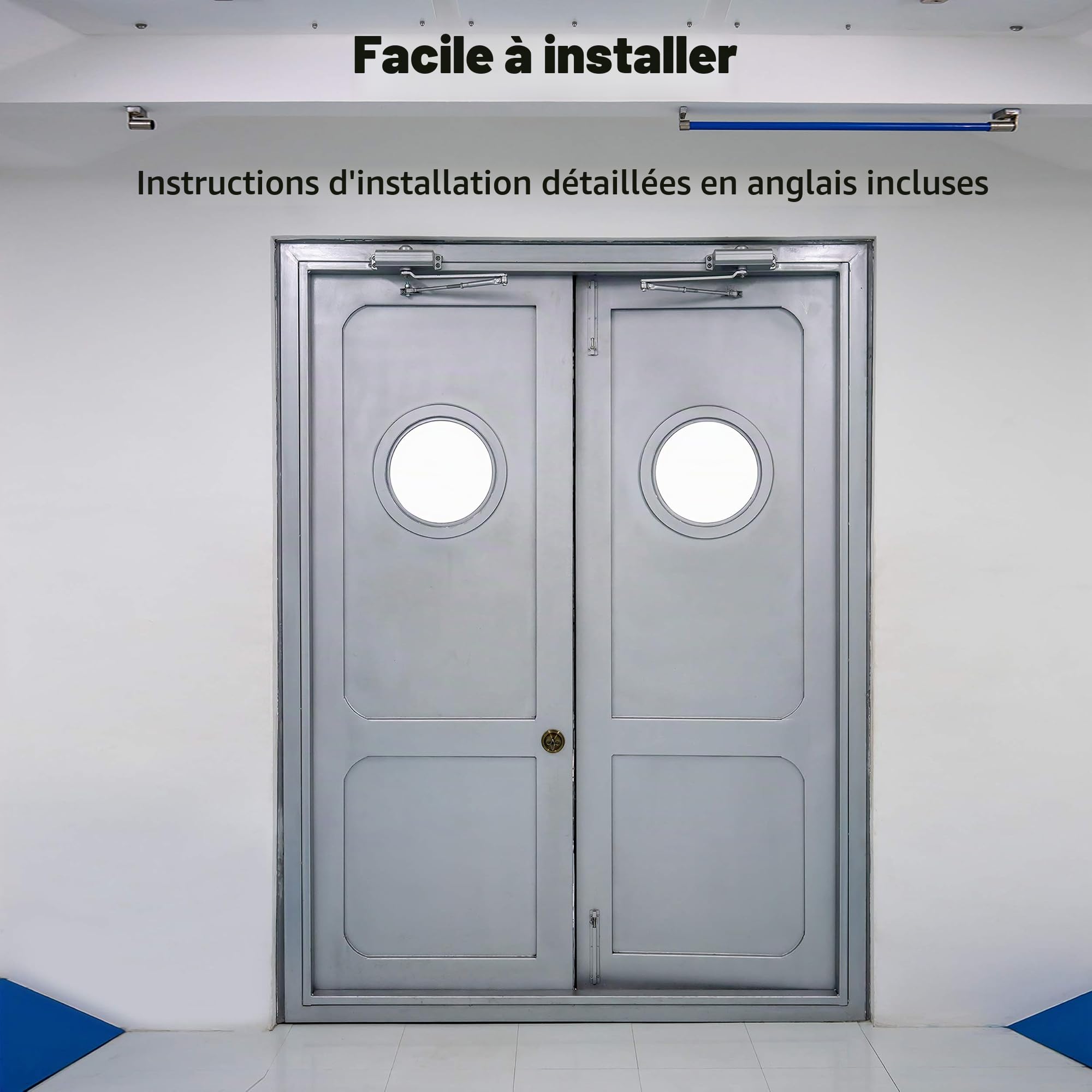 PALMAT - Ferme-Porte Automatique Hydraulique – Réglable, Rotatif, A Bras Compas, Ideal pour maison, Magasin, Bureau, Pour Porte de jusque (80-120 Kg, Noir)