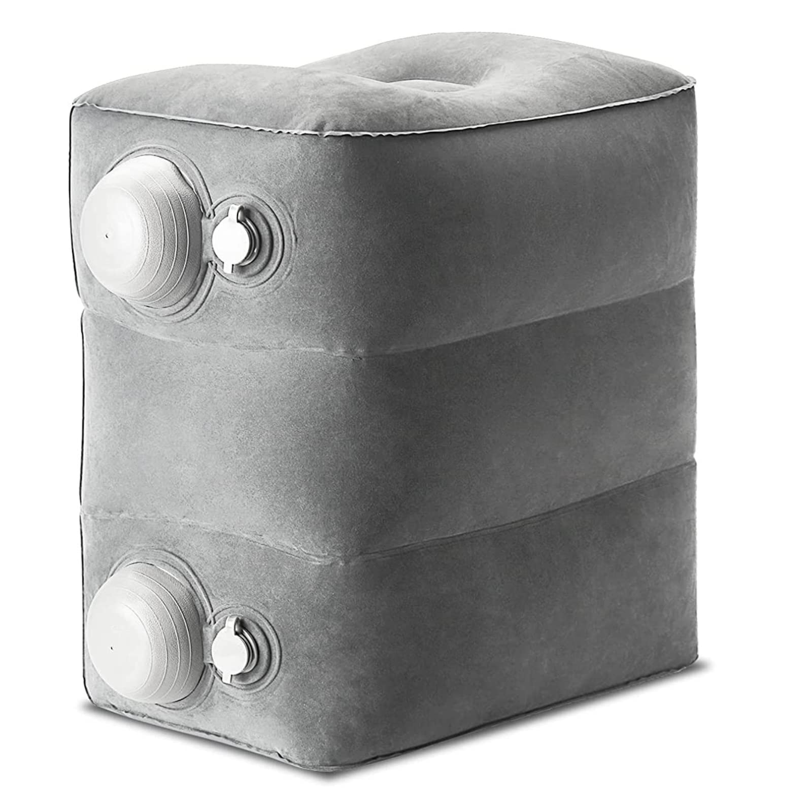 The Autostory Innovative Dual Pumps Nozzle Inflatable Foot Rest Pillow, Adjustable & Portable,Toddlers & Kids flight Bed, Elevating & Ergonomic leg rest for Adults "No Mouth Blow Needed" (Grey)