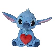 Simba – Disney Plush Originale Stitch con il cuore, 6315876995X06, +0 mesi, 25 cm, licenza ufficiale Disney, cuore rosso