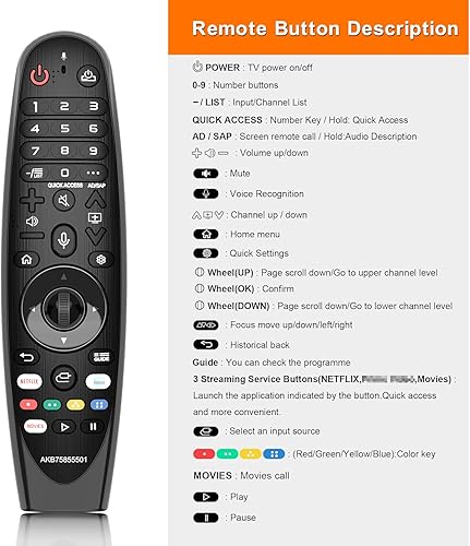 Miniatura 8 de Control remoto de voz universal con función de voz y puntero compatible con LG 2018-2024 UHD OLED QNED NanoCell 4K 8K Smart TV