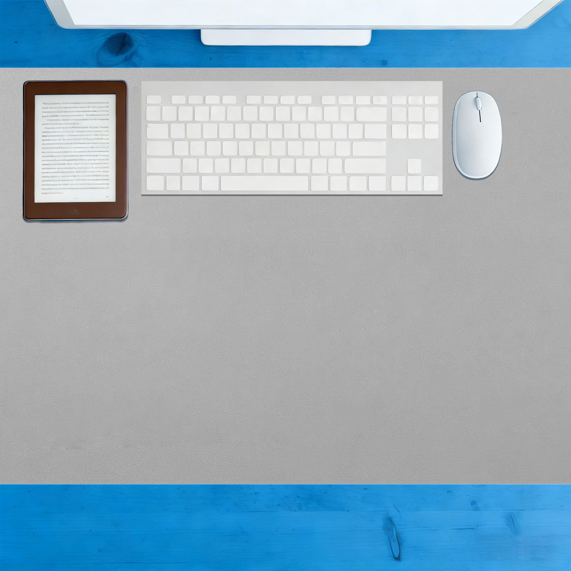 Leather Desk Mat 78 x 140 cm Non Slip Waterproof Desk Writing Pad Spill Resistant Durable Design for Office Home Decor, Grey